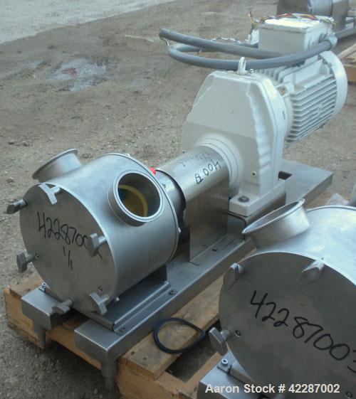 Used- Sine Ecosine Sanitary Rotary Positive Displacement Pump, model EC40WVVTKS460, 316 stainless steel. 4" tri-clamp inlet/...