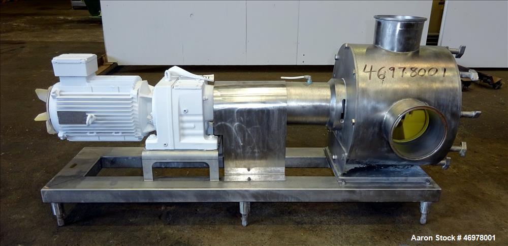 Used Sine Ecosine Sanitary Rotary Positive Displacement Pump, Model EC60WPPTKS173, 316 Stainless Steel. 6" Tri-clamp inlet/outlet. (1) Single rotor, approximately 552 gallons per minute, (.92) gallon...