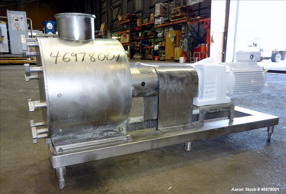 Used Sine Ecosine Sanitary Rotary Positive Displacement Pump, Model EC60WPPTKS173, 316 Stainless Steel. 6" Tri-clamp inlet/outlet. (1) Single rotor, approximately 552 gallons per minute, (.92) gallon...