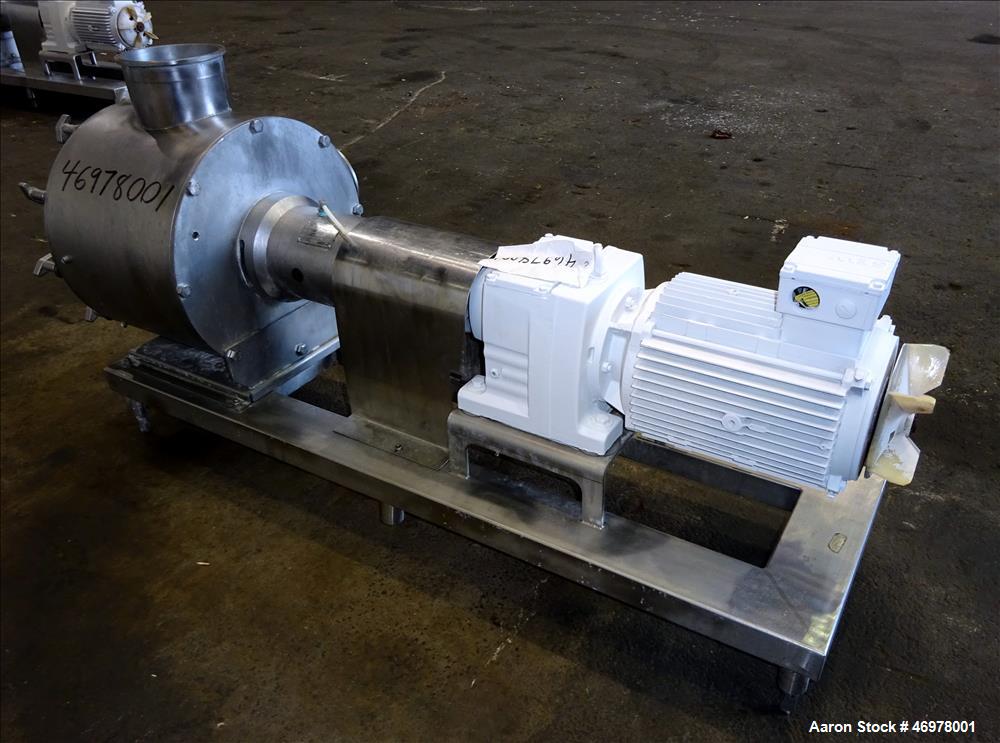 Used Sine Ecosine Sanitary Rotary Positive Displacement Pump, Model EC60WPPTKS173, 316 Stainless Steel. 6" Tri-clamp inlet/outlet. (1) Single rotor, approximately 552 gallons per minute, (.92) gallon...