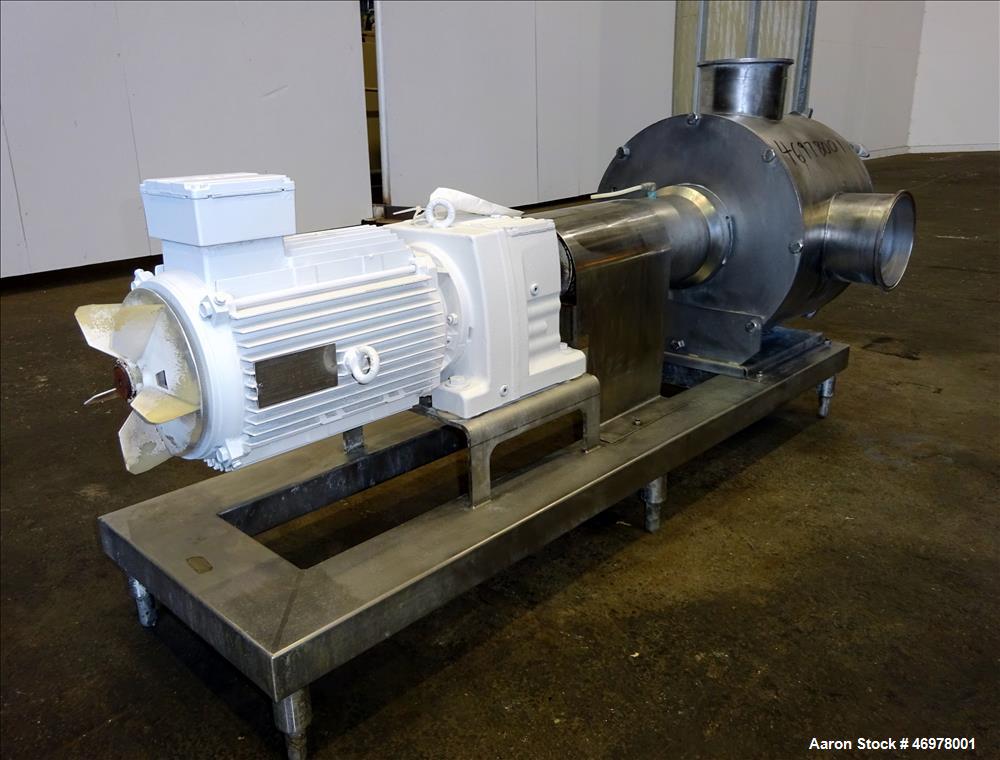 Used Sine Ecosine Sanitary Rotary Positive Displacement Pump, Model EC60WPPTKS173, 316 Stainless Steel. 6" Tri-clamp inlet/outlet. (1) Single rotor, approximately 552 gallons per minute, (.92) gallon...