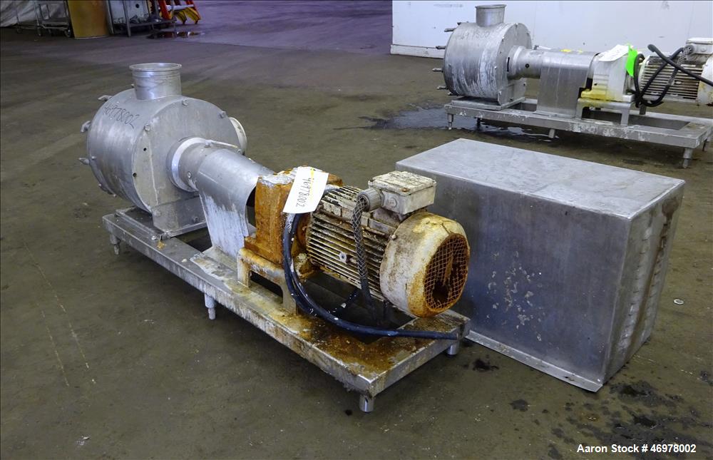 Used Sine Ecosine Sanitary Rotary Positive Displacement Pump, Model EC60WPPTKS173, 316 Stainless Steel. 6" Tri-clamp inlet/outlet. (1) Single rotor, approximately 552 gallons per minute, (.92) gallon...