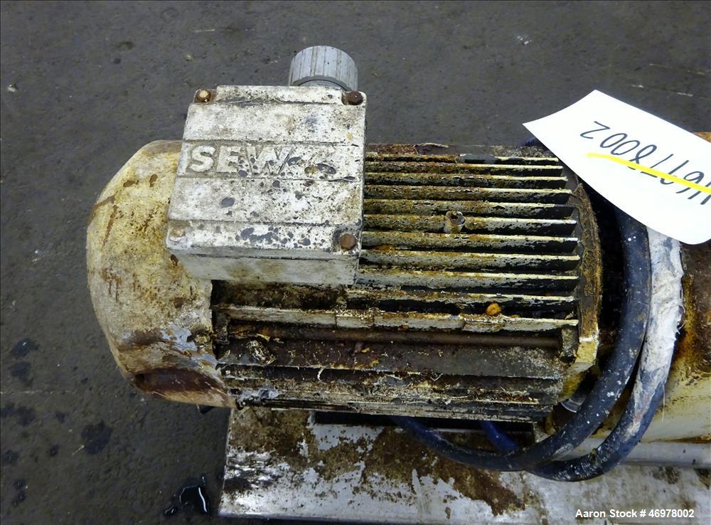 Used Sine Ecosine Sanitary Rotary Positive Displacement Pump, Model EC60WPPTKS173, 316 Stainless Steel. 6" Tri-clamp inlet/outlet. (1) Single rotor, approximately 552 gallons per minute, (.92) gallon...