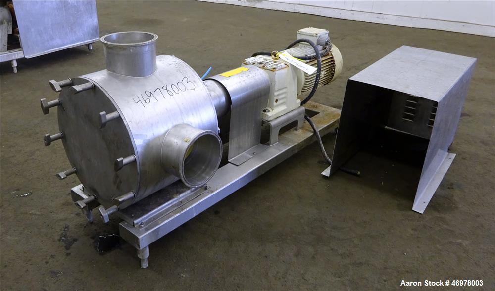 Used Sine Ecosine Sanitary Rotary Positive Displacement Pump, Model EC60WPPTKS173, 316 Stainless Steel. 6" Tri-clamp inlet/outlet. (1) Single rotor, approximately 552 gallons per minute, (.92) gallon...