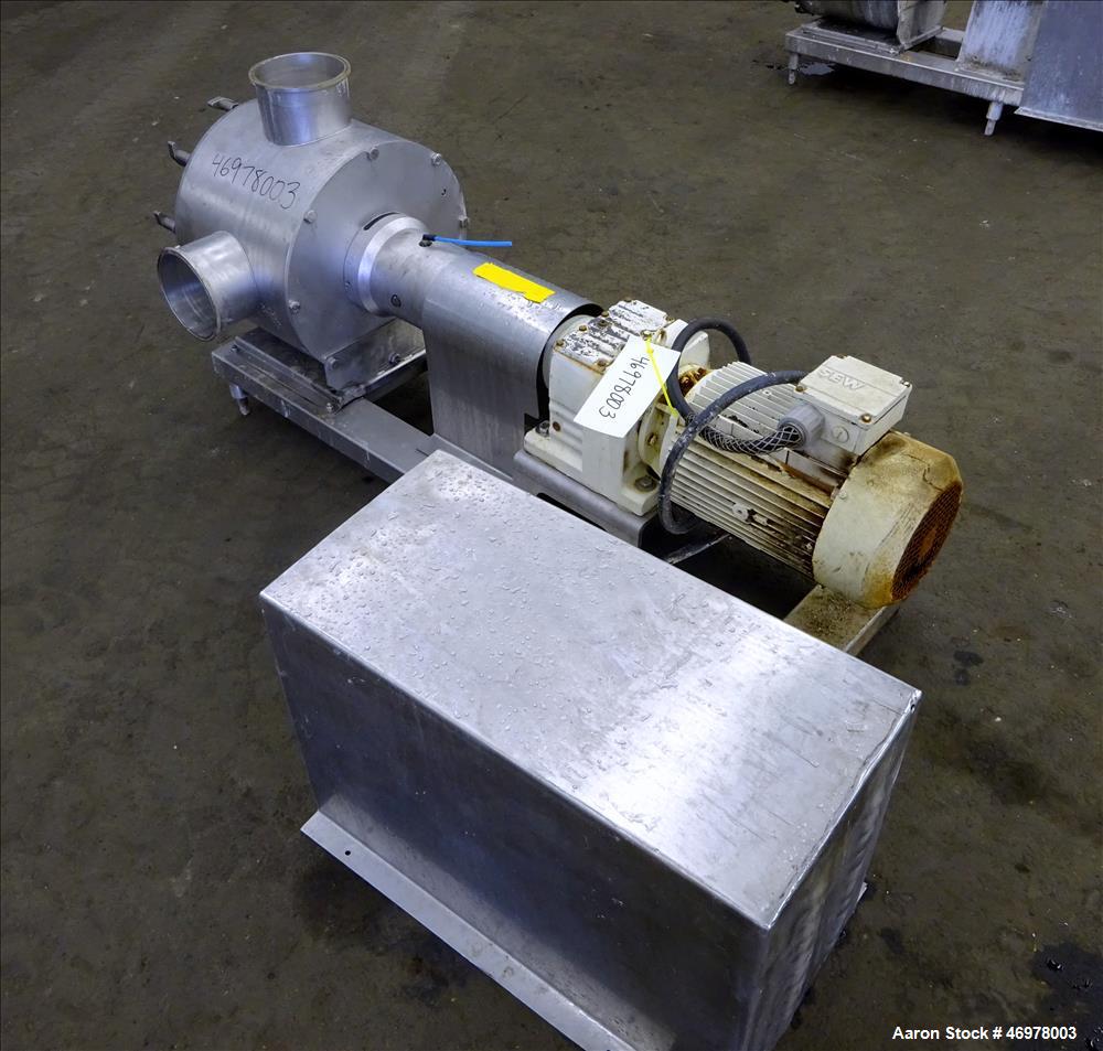 Used Sine Ecosine Sanitary Rotary Positive Displacement Pump, Model EC60WPPTKS173, 316 Stainless Steel. 6" Tri-clamp inlet/outlet. (1) Single rotor, approximately 552 gallons per minute, (.92) gallon...