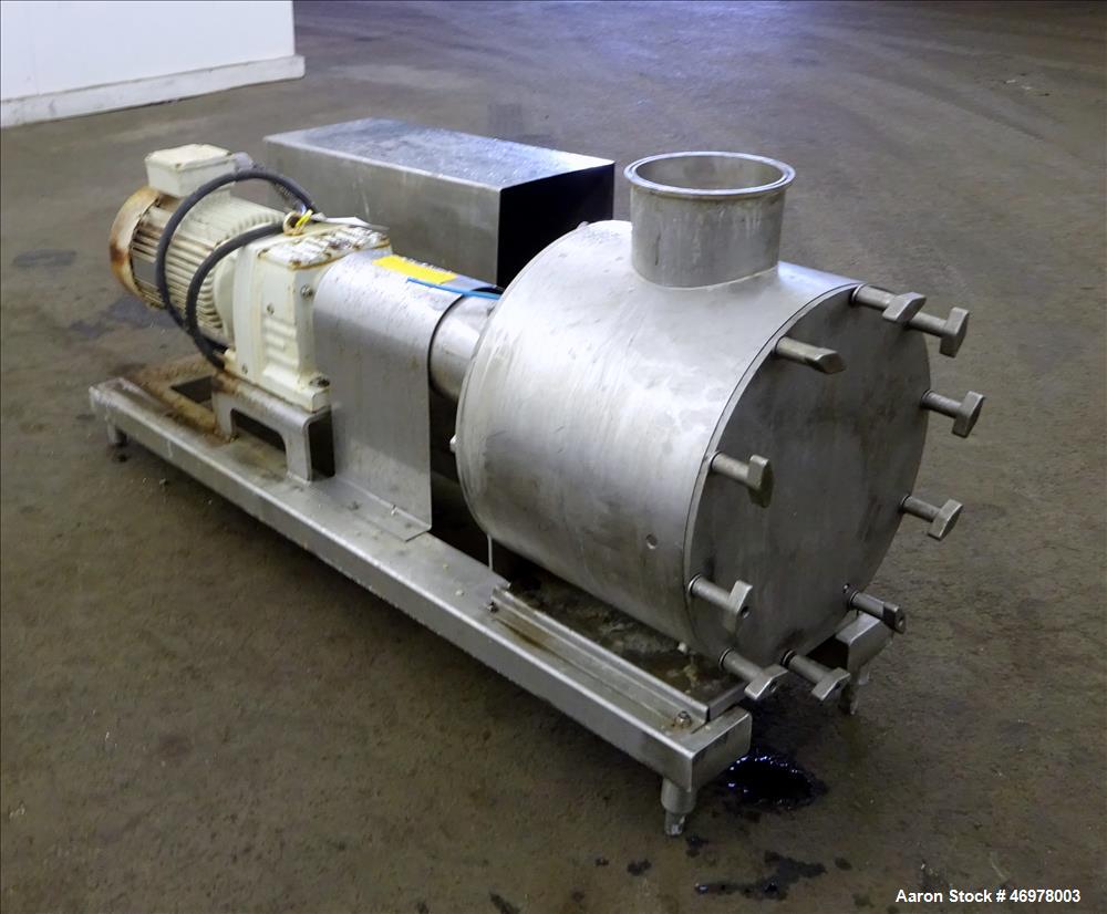 Used Sine Ecosine Sanitary Rotary Positive Displacement Pump, Model EC60WPPTKS173, 316 Stainless Steel. 6" Tri-clamp inlet/outlet. (1) Single rotor, approximately 552 gallons per minute, (.92) gallon...