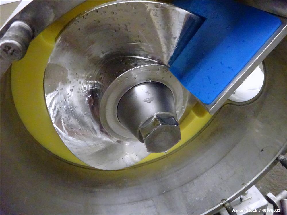 Used Sine Ecosine Sanitary Rotary Positive Displacement Pump, Model EC60WPPTKS173, 316 Stainless Steel. 6" Tri-clamp inlet/outlet. (1) Single rotor, approximately 552 gallons per minute, (.92) gallon...
