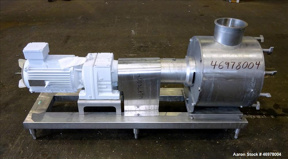 Used Sine Ecosine Sanitary Rotary Positive Displacement Pump, Model EC60WPPTKS173, 316 Stainless Steel. 6" Tri-clamp inlet/outlet. (1) Single rotor, approximately 552 gallons per minute, (.92) gallon...