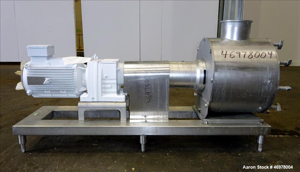 Used Sine Ecosine Sanitary Rotary Positive Displacement Pump, Model EC60WPPTKS173, 316 Stainless Steel. 6" Tri-clamp inlet/outlet. (1) Single rotor, approximately 552 gallons per minute, (.92) gallon...