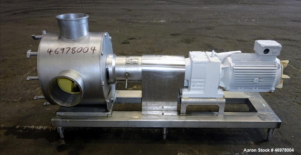 Used Sine Ecosine Sanitary Rotary Positive Displacement Pump, Model EC60WPPTKS173, 316 Stainless Steel. 6" Tri-clamp inlet/outlet. (1) Single rotor, approximately 552 gallons per minute, (.92) gallon...