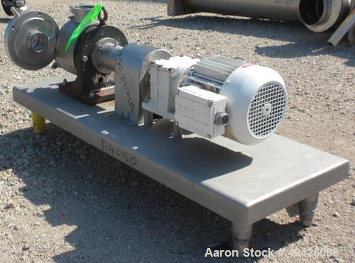 Used Sine Rotary Positive Displacement Pump, Model MR-125, 316 Stainless Steel. 2-1/2" Tri-clamp inlet/outlet. (1) Single rotor, approximately 25 gallons per minute at 400 rpm at 75 psi. .06 Gallons ...