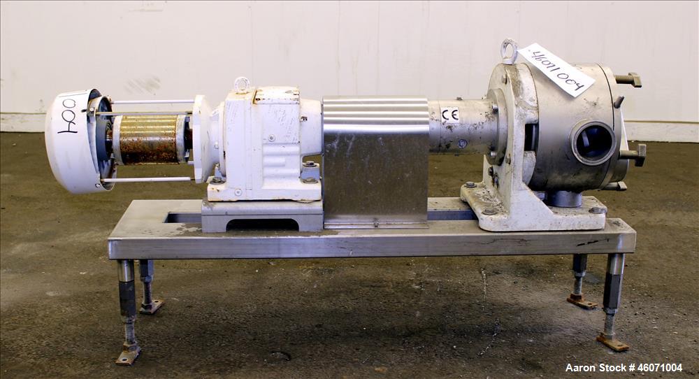 Used Sine Medium Duty Sanitary Rotary Positive Displacement Pump, Model MR-135, 316 Stainless Steel. 3" Tri-clamp inlet/outlet. (1) Single rotor, approximately 138 gallons per minute. (0.23) Gallons ...