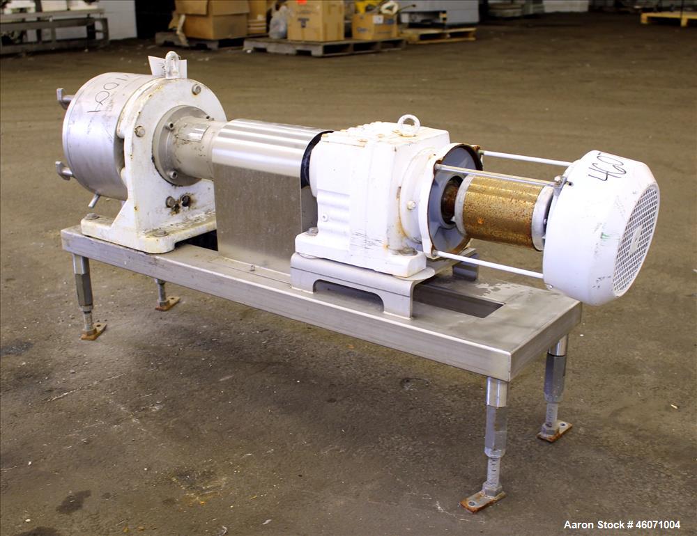 Used Sine Medium Duty Sanitary Rotary Positive Displacement Pump, Model MR-135, 316 Stainless Steel. 3" Tri-clamp inlet/outlet. (1) Single rotor, approximately 138 gallons per minute. (0.23) Gallons ...