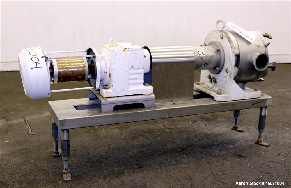 Used Sine Medium Duty Sanitary Rotary Positive Displacement Pump, Model MR-135, 316 Stainless Steel. 3" Tri-clamp inlet/outlet. (1) Single rotor, approximately 138 gallons per minute. (0.23) Gallons ...