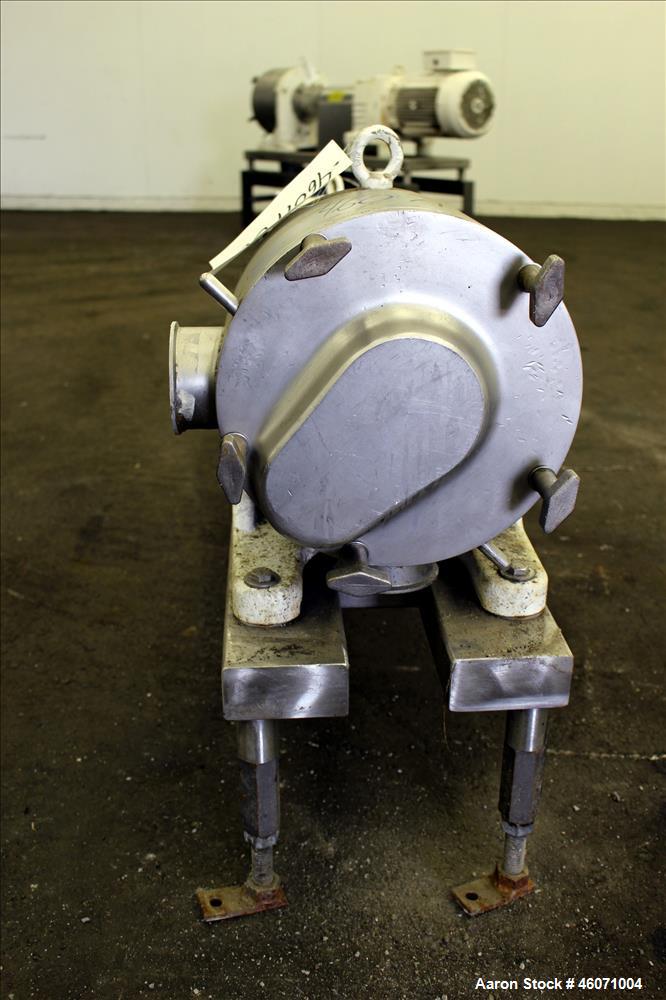 Used Sine Medium Duty Sanitary Rotary Positive Displacement Pump, Model MR-135, 316 Stainless Steel. 3" Tri-clamp inlet/outlet. (1) Single rotor, approximately 138 gallons per minute. (0.23) Gallons ...