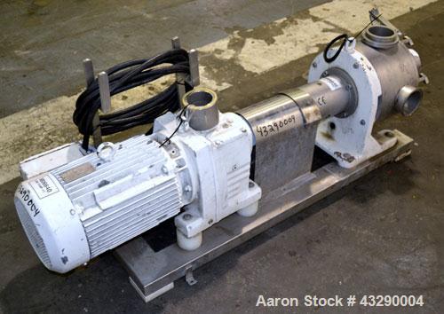 Used Sine Medium Duty Sanitary Rotary Positive Displacement Pump, Model MR-150, 316 Stainless Steel.4“ Tri-clamp inlet/outlet.(1) Single rotor, approximately 282 gallons per minute at 600 rpm at 150 ...