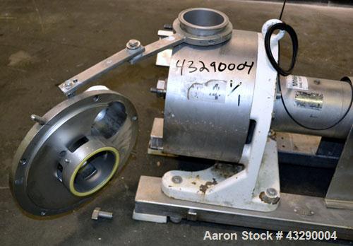 Used Sine Medium Duty Sanitary Rotary Positive Displacement Pump, Model MR-150, 316 Stainless Steel.4“ Tri-clamp inlet/outlet.(1) Single rotor, approximately 282 gallons per minute at 600 rpm at 150 ...