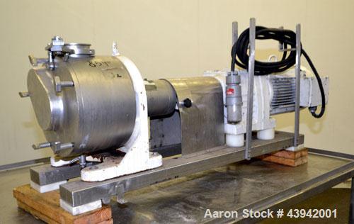 Used Sine Medium Duty Sanitary Rotary Positive Displacement Pump, Model MR-150, 316 Stainless Steel. 4“ Tri-clamp inlet/outlet. (1) Single rotor, approximately 282 gallons per minute at 600 rpm at 15...