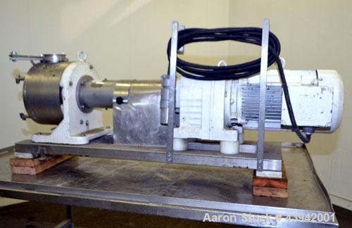 Used Sine Medium Duty Sanitary Rotary Positive Displacement Pump, Model MR-150, 316 Stainless Steel. 4“ Tri-clamp inlet/outlet. (1) Single rotor, approximately 282 gallons per minute at 600 rpm at 15...