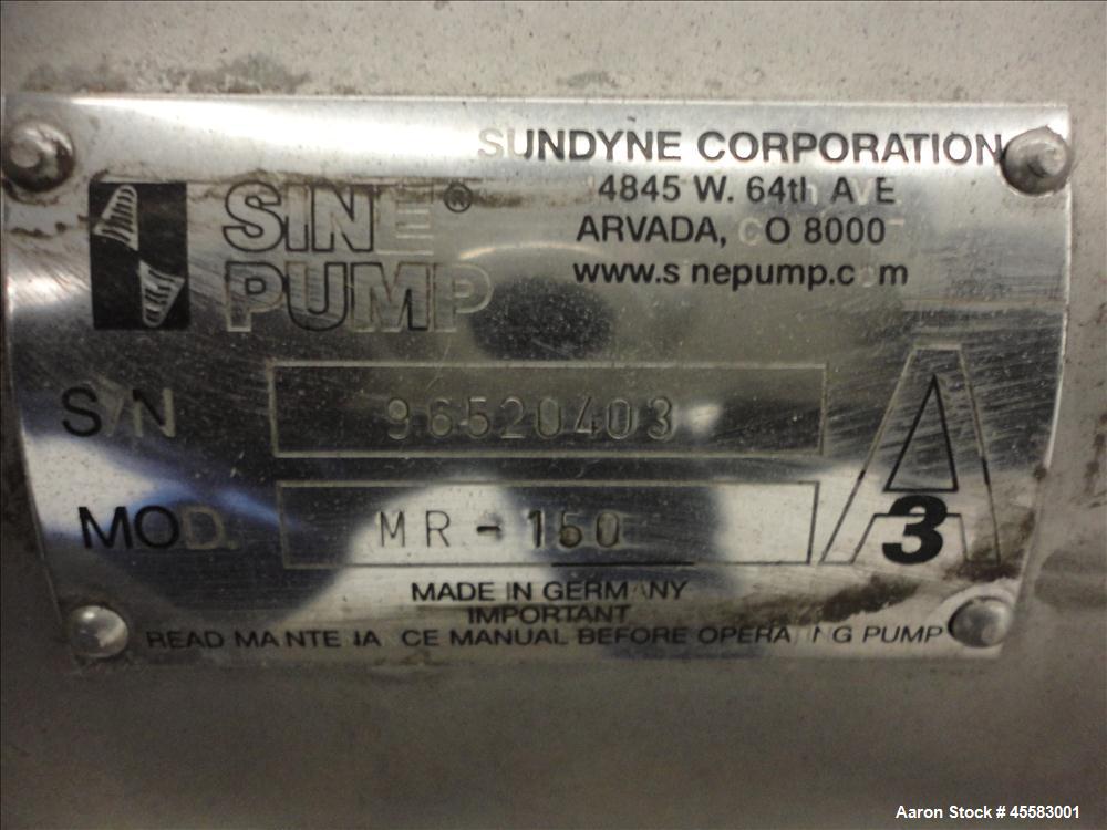 Used Stainless Steel Sine Sanitary Rotary Positive Displacement Pump