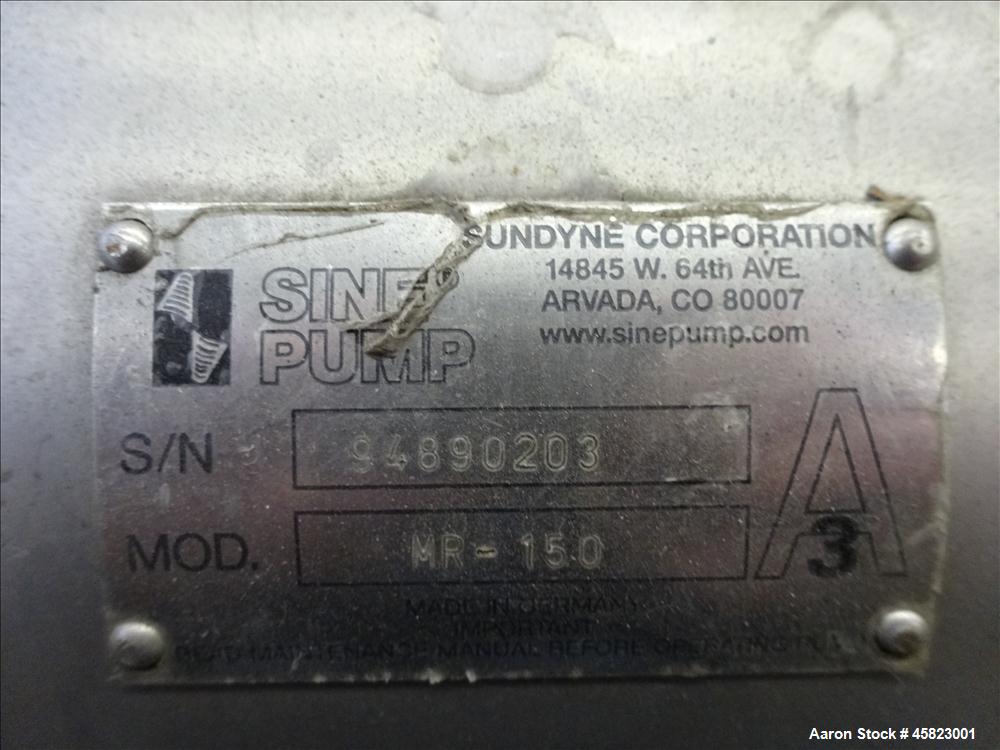 Used Sine Sanitary Rotary Positive Displacement Pump, Model MR-150