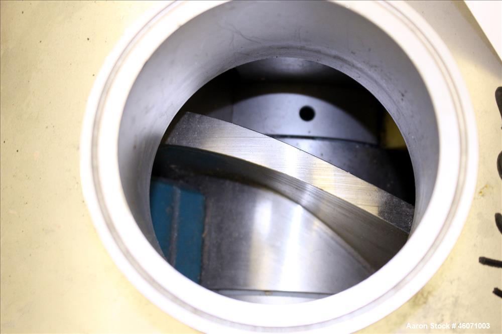 Used Sine Medium Duty Sanitary Rotary Positive Displacement Pump, Model MR-150, 316 Stainless Steel. 3-3/4" Tri-clamp inlet/outlet. (1) Single rotor, approximately 282 gallons per minute at 600 rpm a...