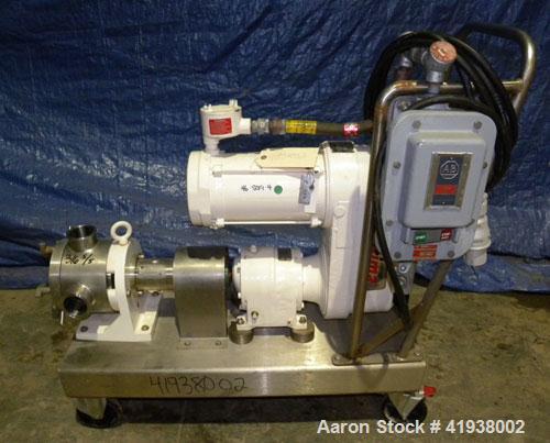 Used Sine Rotary Positive Displacement Pump, Model MR125-NNTC, 316 Stainless Steel. 2-1/2" tri-clamp inlet/outlet. (1) Single rotor, approximately 36 gallons per minute, (.06) gallons per revolution,...