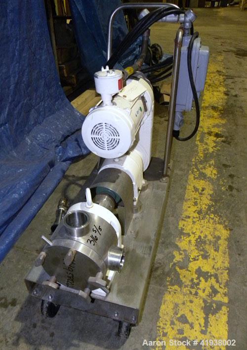 Used Sine Rotary Positive Displacement Pump, Model MR125-NNTC, 316 Stainless Steel. 2-1/2" tri-clamp inlet/outlet. (1) Single rotor, approximately 36 gallons per minute, (.06) gallons per revolution,...