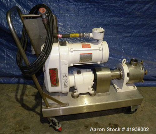 Used Sine Rotary Positive Displacement Pump, Model MR125-NNTC, 316 Stainless Steel. 2-1/2" tri-clamp inlet/outlet. (1) Single rotor, approximately 36 gallons per minute, (.06) gallons per revolution,...
