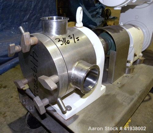 Used Sine Rotary Positive Displacement Pump, Model MR125-NNTC, 316 Stainless Steel. 2-1/2" tri-clamp inlet/outlet. (1) Single rotor, approximately 36 gallons per minute, (.06) gallons per revolution,...