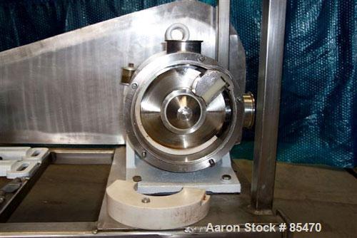 Used Sine Sanitary Rotary Positive Displacement Pump, Model SPS-35, 316 stainless steel. 3-1/2" tri clamp inlet/outlet. (1) Single rotor, approximately 74 gallons per minute, .124 per revolution. Dri...