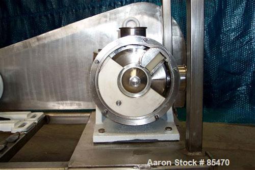Used Sine Sanitary Rotary Positive Displacement Pump, Model SPS-35, 316 stainless steel. 3-1/2" tri clamp inlet/outlet. (1) Single rotor, approximately 74 gallons per minute, .124 per revolution. Dri...