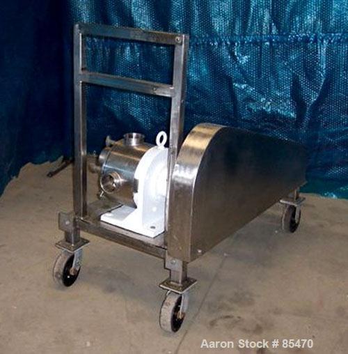 Used Sine Sanitary Rotary Positive Displacement Pump, Model SPS-35, 316 stainless steel. 3-1/2" tri clamp inlet/outlet. (1) Single rotor, approximately 74 gallons per minute, .124 per revolution. Dri...