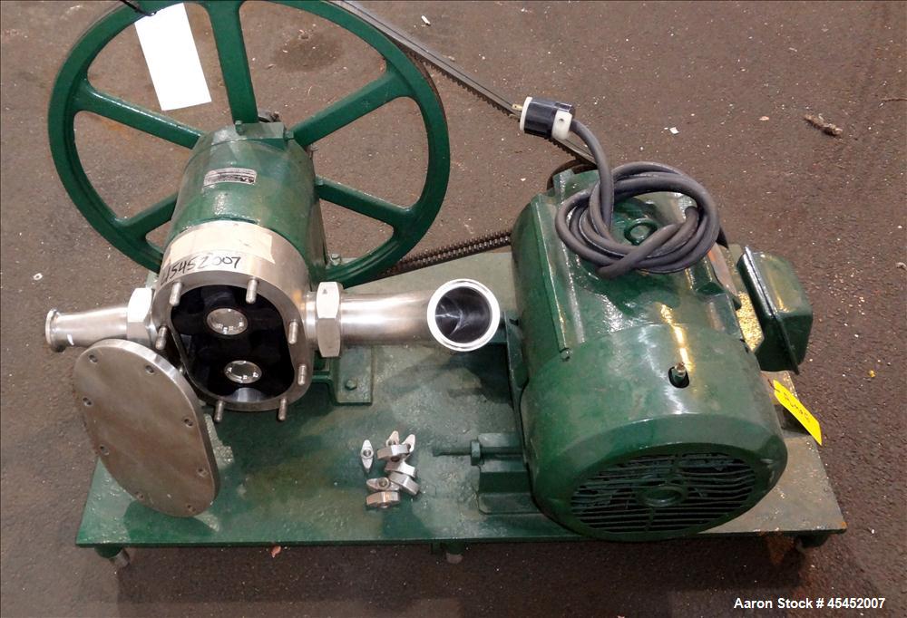 Used Stainless Steel Tri-Clover PR Series Positive Rotary Pump, Model PR125-3-U