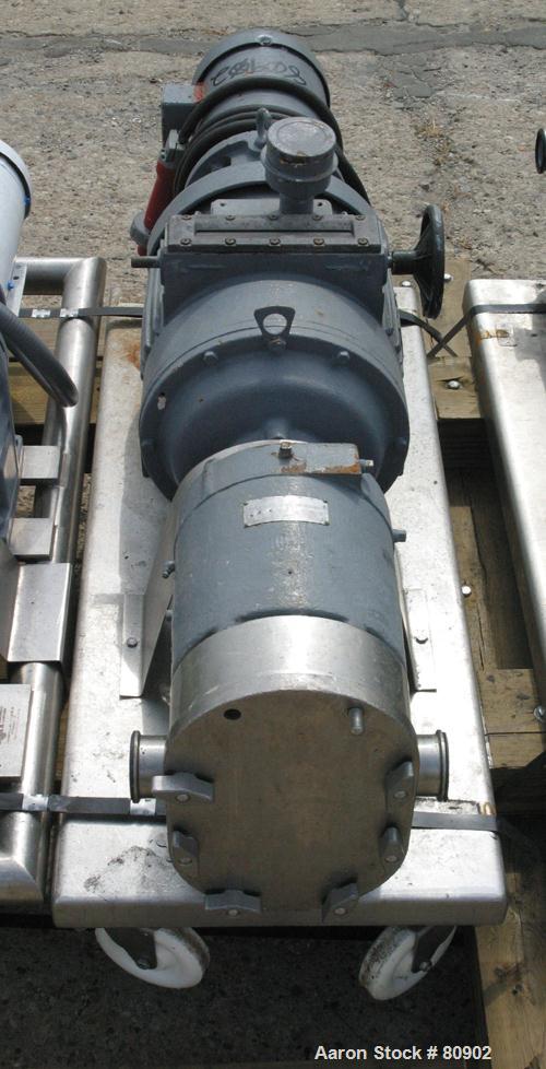 Used: Stainless Steel Tri Clover rotary positive displacement pump, model PR125-3M-UC4-ST-S