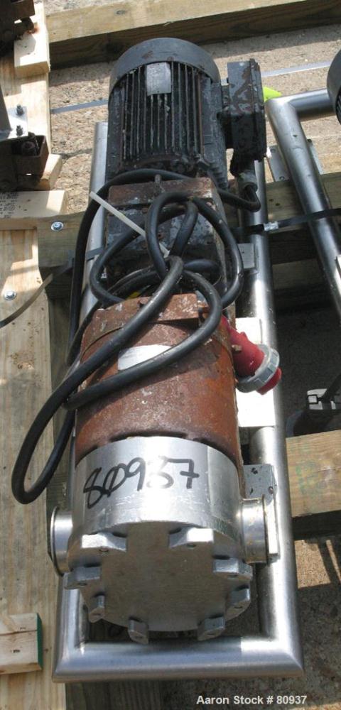 Used: Stainless Steel Tri Clover rotary positive displacement pump, model PR125-5M-UC4-SL