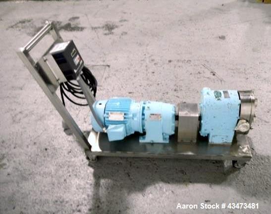 Used Tri-Clover Rotary Lobe Pump, Model PR60-2M-TC1-4-SL-S. Serial# T3733J.