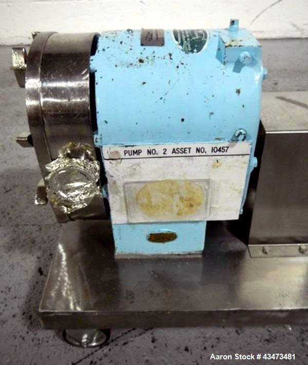 Used Tri-Clover Rotary Lobe Pump, Model PR60-2M-TC1-4-SL-S. Serial# T3733J.