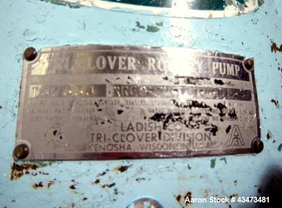 Used Tri-Clover Rotary Lobe Pump, Model PR60-2M-TC1-4-SL-S. Serial# T3733J.