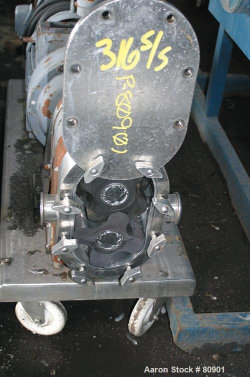 Used: Stainless Steel Tri Clover rotary positive displacement pump, model PR60-2M-UH4-SL-S