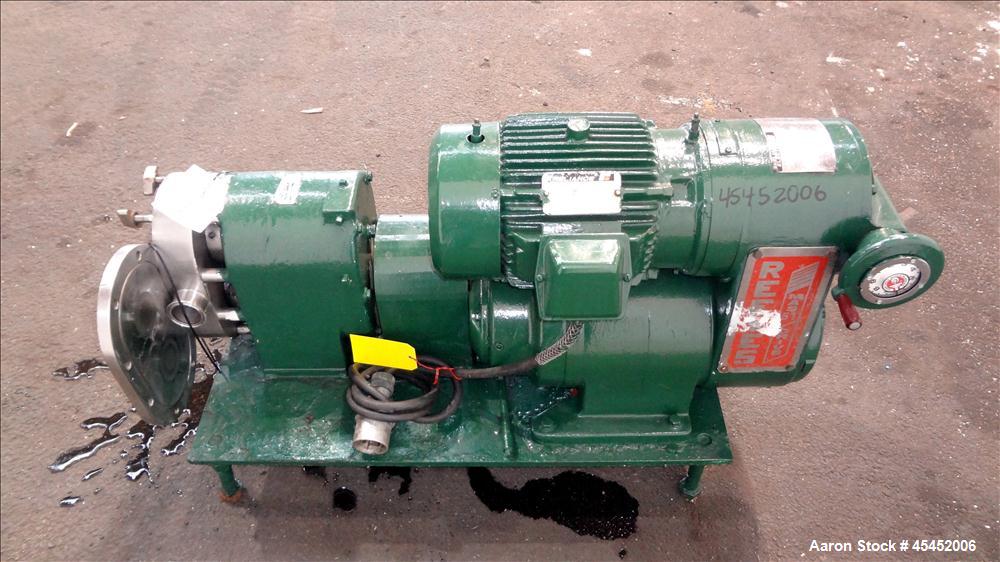 Used Stainless Steel Tri-Clover PR Series Positive Rotary Pump, Model PRE60-ZM-U