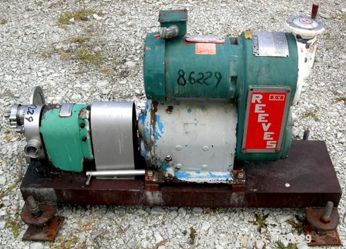 USED: Tri Clover rotary positive displacement pump, model PRR10-1-1/2M-TC1-4-ST-S, 316 stainless steel. Approximate 10 gallons per minute capacity, .013 gallon displacement per revolution. (2) 4 lobe...