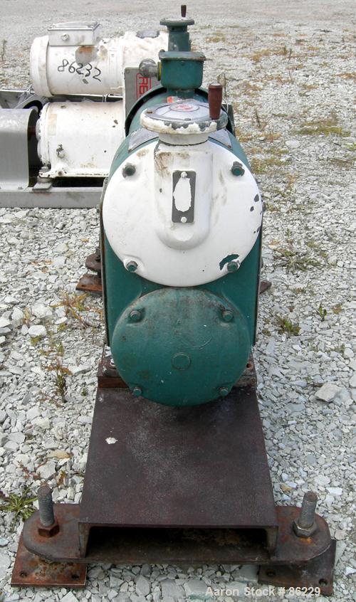 USED: Tri Clover rotary positive displacement pump, model PRR10-1-1/2M-TC1-4-ST-S, 316 stainless steel. Approximate 10 gallons per minute capacity, .013 gallon displacement per revolution. (2) 4 lobe...