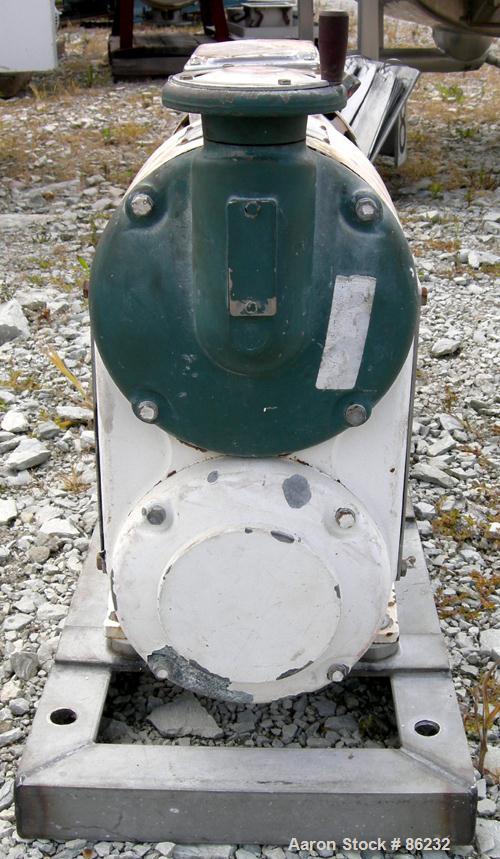 USED: Tri Clover rotary positive displacement pump, model PRR10-1-1/2M-TC1-4-ST-S, 316 stainless steel. Approximate 10 gallons per minute capacity, .013 gallon displacement per revolution. (2) 4 lobe...