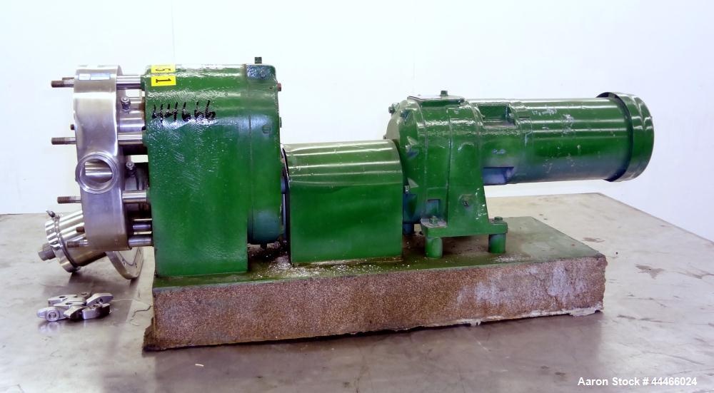 Used Stainless Steel Tri-Clover PR Series Positive Rotary Pump, Model PRRED60-Z