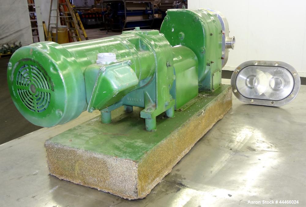 Used Stainless Steel Tri-Clover PR Series Positive Rotary Pump, Model PRRED60-Z