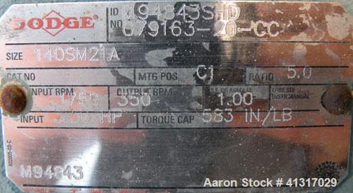 Used Tri-Clover Positive Displacement Pump, 316 Stainless Steel Housing. 1 1/2" tri-clamp inlet/outlet. Rubber rotors. Driven by a 2 hp, 3/60/208-230/460 volt, 1740 rpm motor thru Dodge gear reducer,...