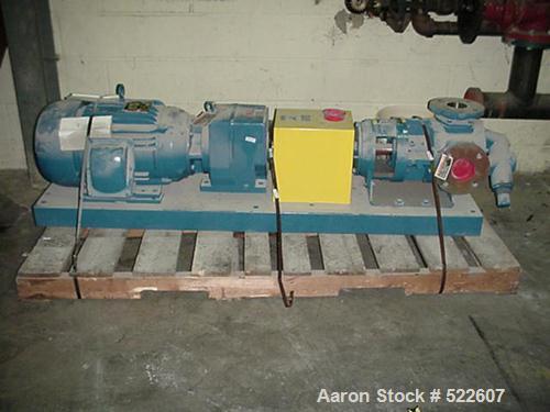 USED: Tuthill pump, model GG2101. 3" inlet and 3" outlet, side suction, cast iron body, Class B pump, rated for up to 500,000 cps. Max rpm 900. 15 hp, 230/460 volt, 3 ph, 60 hz, 1765 rpm motor and Fa...