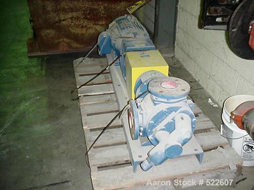 USED: Tuthill pump, model GG2101. 3" inlet and 3" outlet, side suction, cast iron body, Class B pump, rated for up to 500,000 cps. Max rpm 900. 15 hp, 230/460 volt, 3 ph, 60 hz, 1765 rpm motor and Fa...