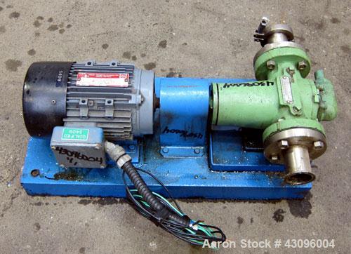Used Viking Heavy Duty Rotary Gear Positive Displacement Pump, Model HL 4197, 316 Stainless Steel. Approximately 90 gallons per minute at 1800 rpm. 1-1/2" Diameter inlet/outlet, pressure relief valve...